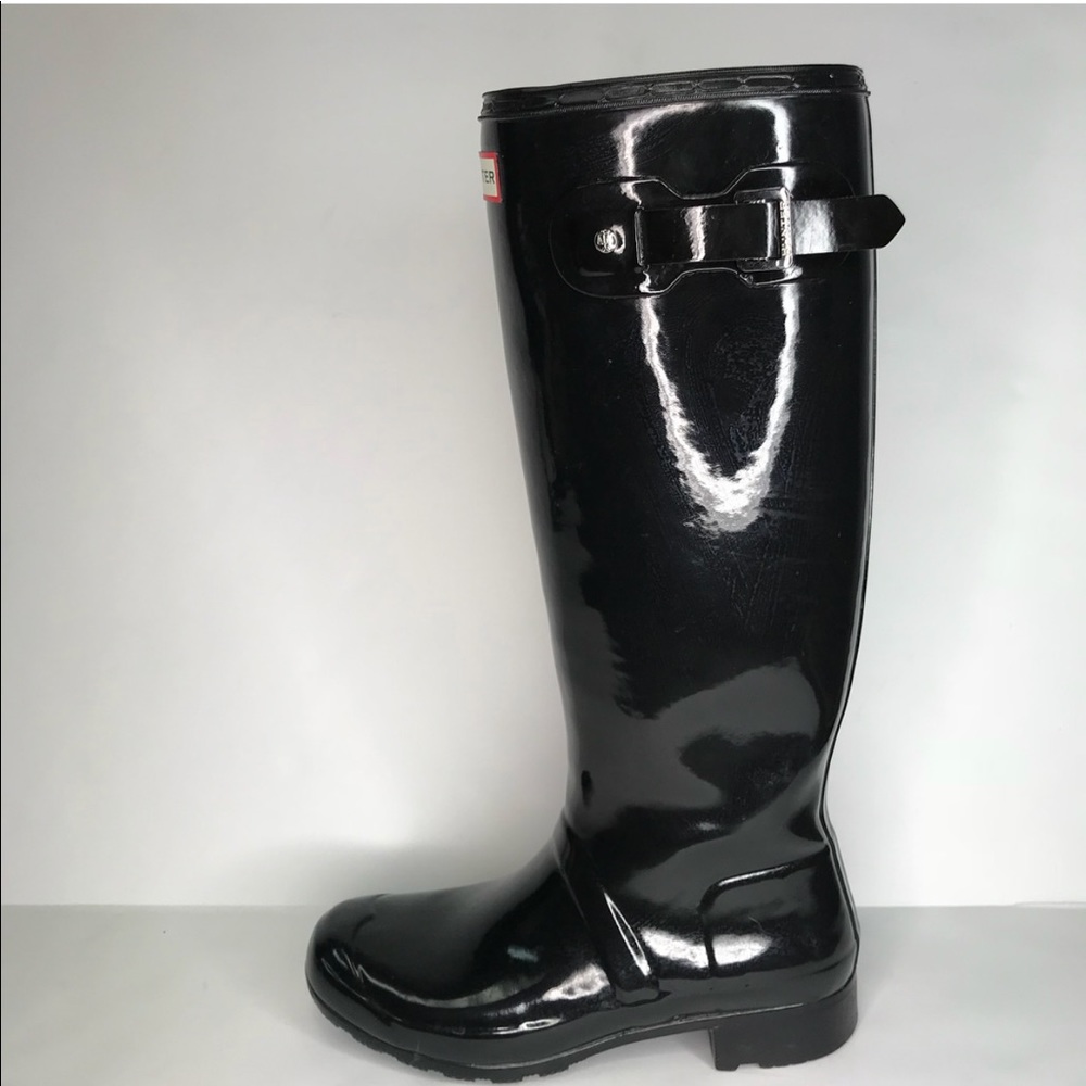 Hunter boots original tall black gloss size 8 - Picture 6 of 7